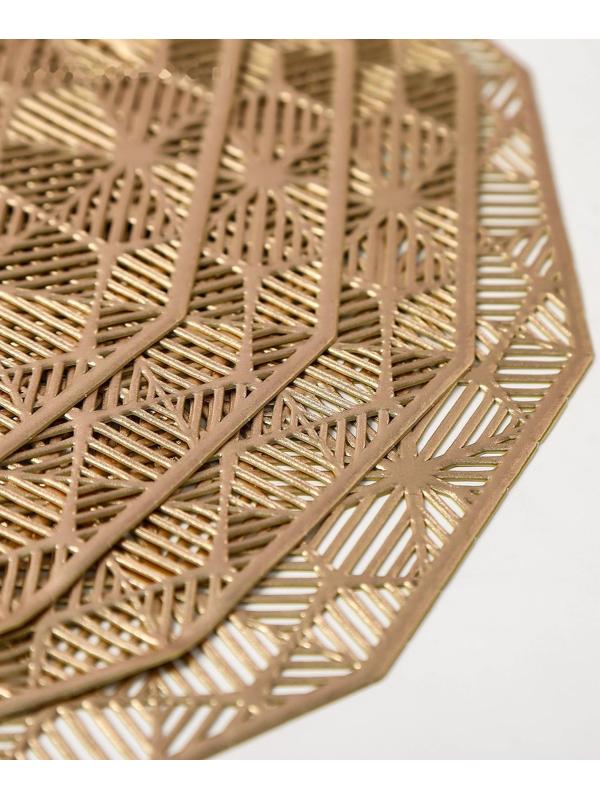 Набор салфеток сервировочных на стол Доляна «Гипноз», 4 шт, d=38 см, цвет золотой