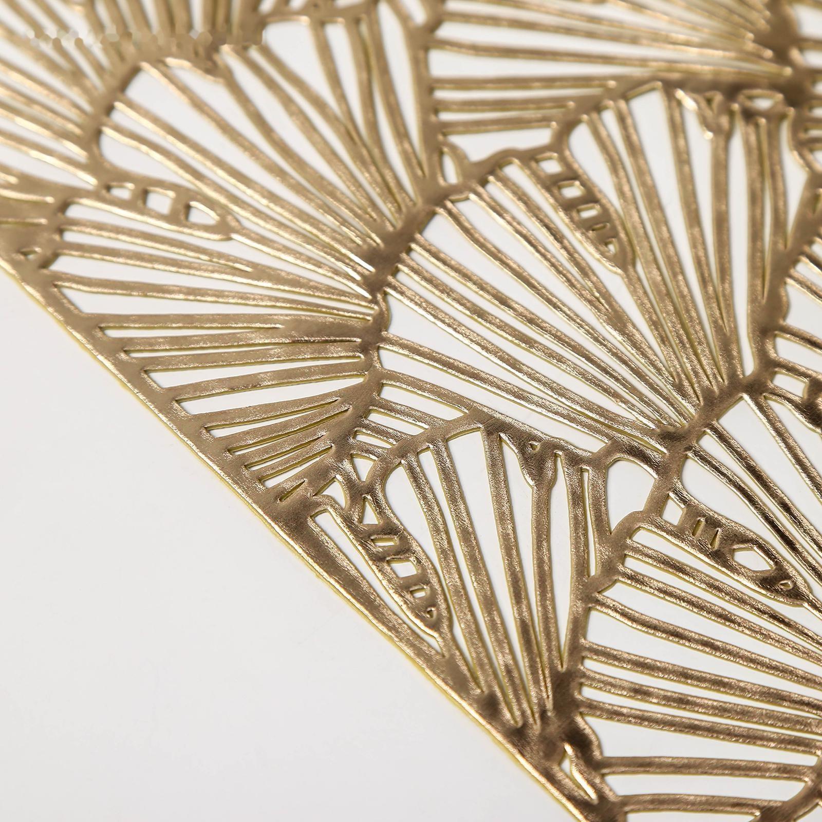 Набор салфеток сервировочных на стол Доляна «Веер», 4 шт, 30×45 см, цвет золотой