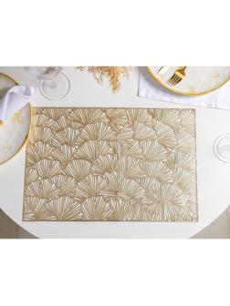 Набор салфеток сервировочных на стол Доляна «Веер», 4 шт, 30×45 см, цвет золотой