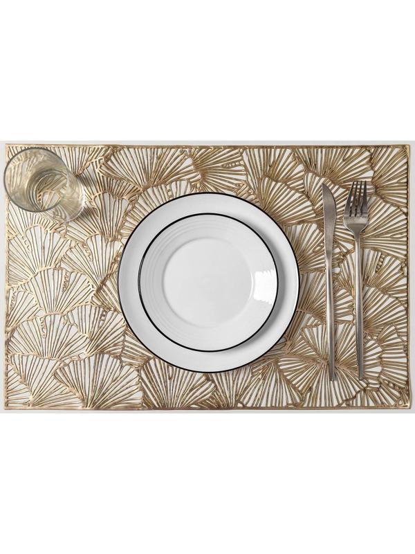 Набор салфеток сервировочных на стол Доляна «Веер», 4 шт, 30×45 см, цвет золотой