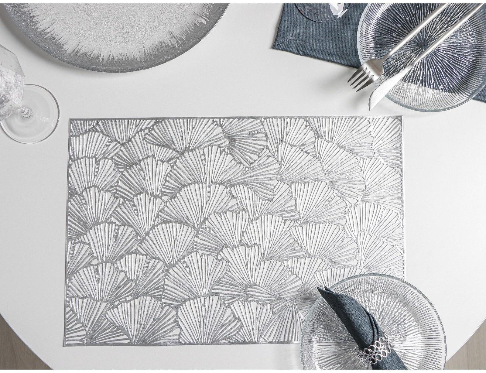 Набор салфеток сервировочных на стол Доляна «Веер», 4 шт, 30×45 см, цвет серебряный
