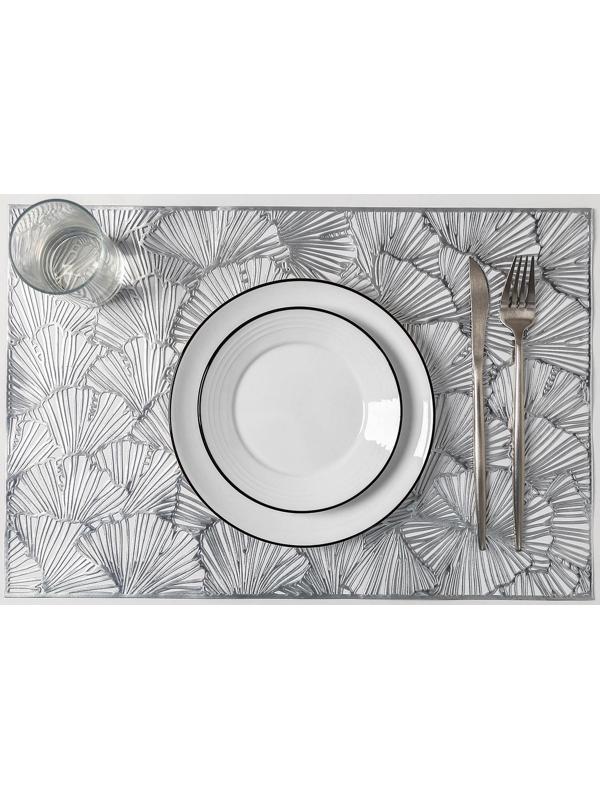 Набор салфеток сервировочных на стол Доляна «Веер», 4 шт, 30×45 см, цвет серебряный