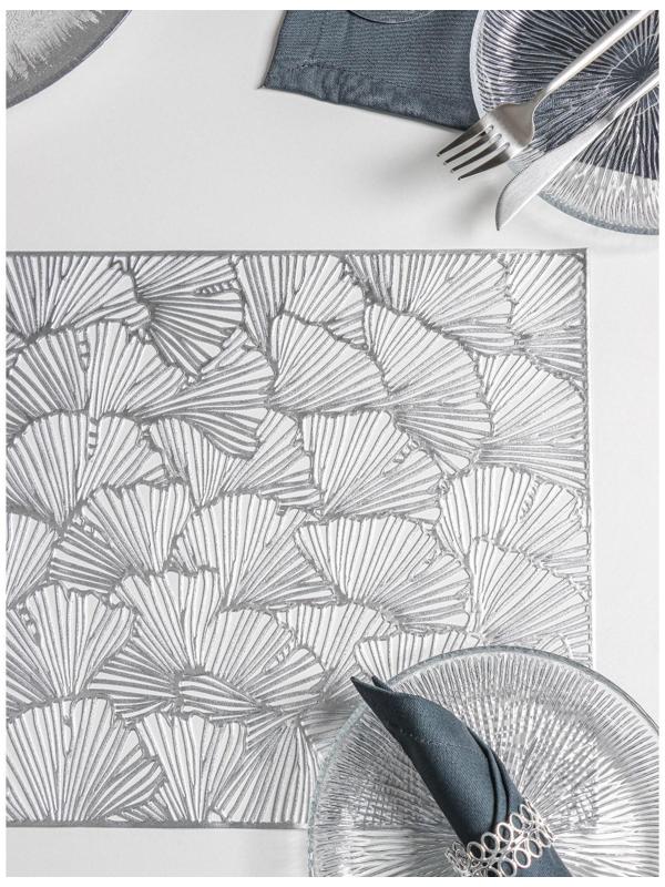 Набор салфеток сервировочных на стол Доляна «Веер», 4 шт, 30×45 см, цвет серебряный