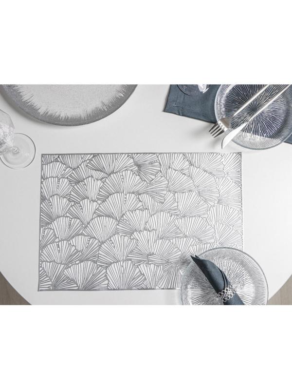 Набор салфеток сервировочных на стол Доляна «Веер», 4 шт, 30×45 см, цвет серебряный