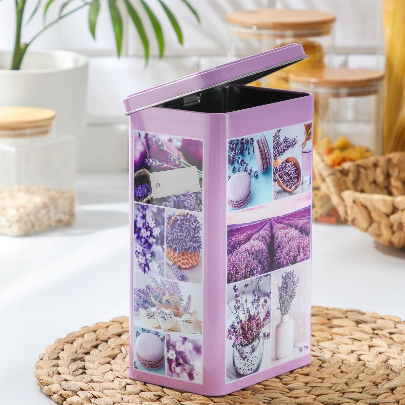 Банка для сыпучих продуктов «Лаванда-3», 2,7 л, 9,5×21,5 см, прямоугольная