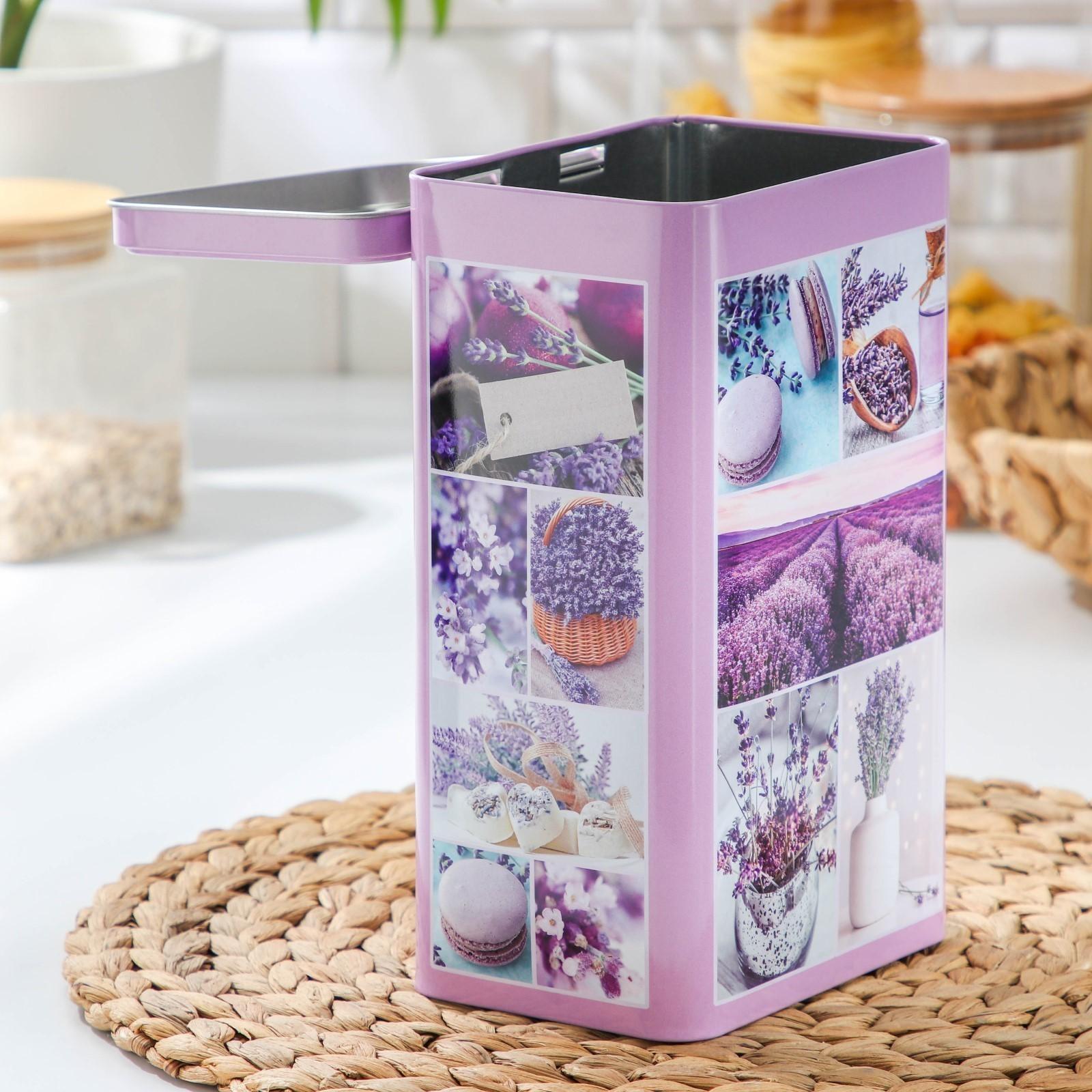 Банка для сыпучих продуктов «Лаванда-3», 2,7 л, 9,5×21,5 см, прямоугольная