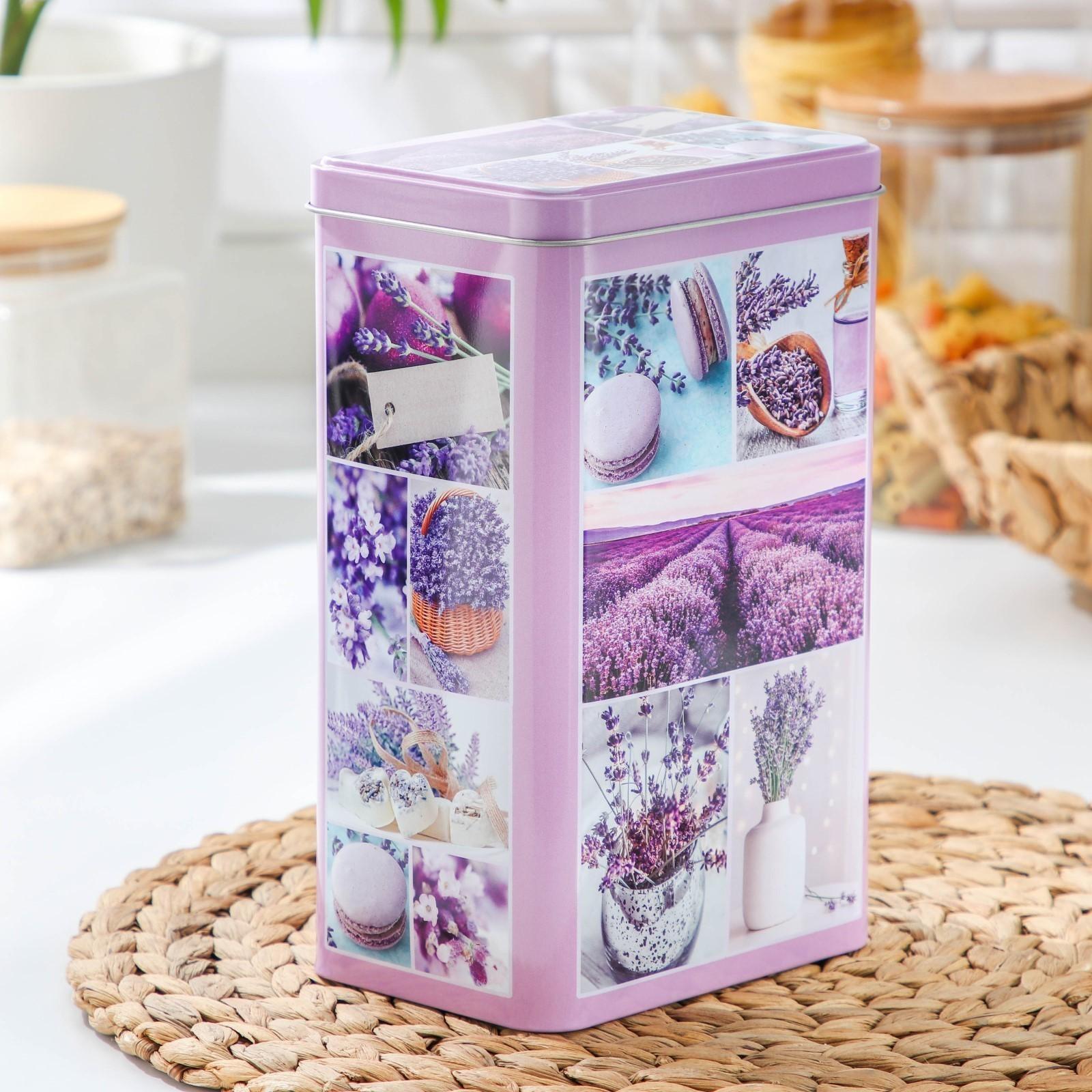 Банка для сыпучих продуктов «Лаванда-3», 2,7 л, 9,5×21,5 см, прямоугольная