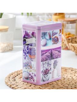 Банка для сыпучих продуктов «Лаванда-3», 2,7 л, 9,5×21,5 см, прямоугольная