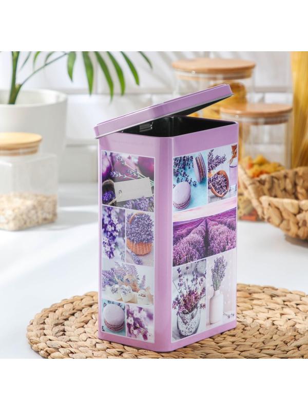 Банка для сыпучих продуктов «Лаванда-3», 2,7 л, 9,5×21,5 см, прямоугольная