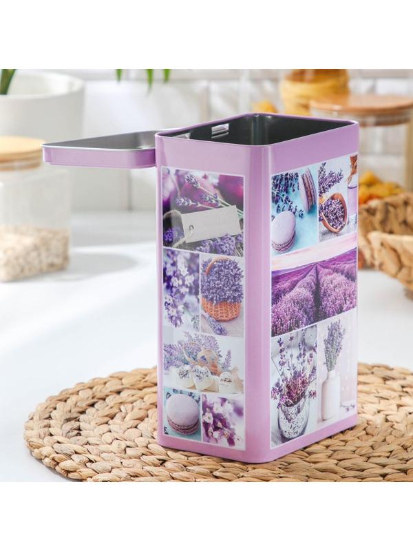 Банка для сыпучих продуктов «Лаванда-3», 2,7 л, 9,5×21,5 см, прямоугольная