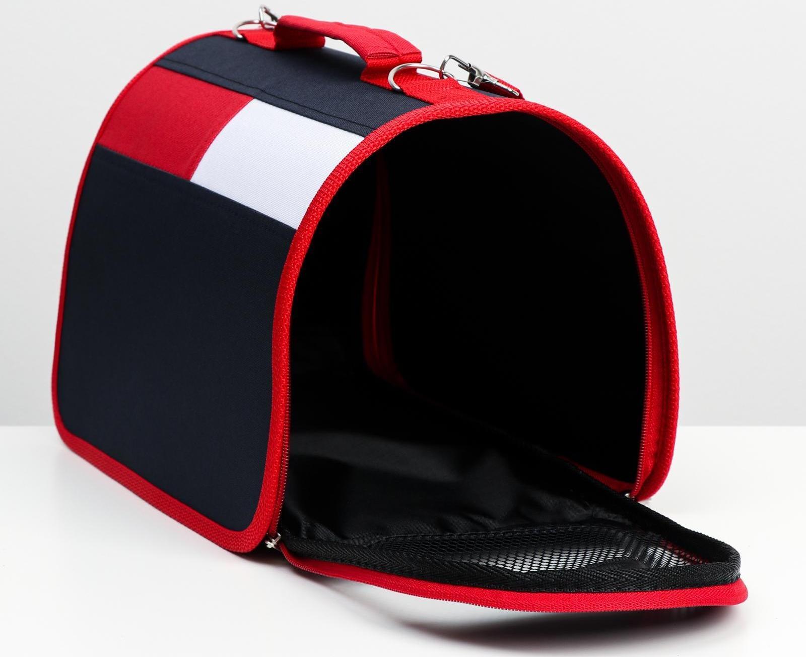 Сумка-переноска, каркасная, , 46 х 28,5 х 29 см, синий-красный