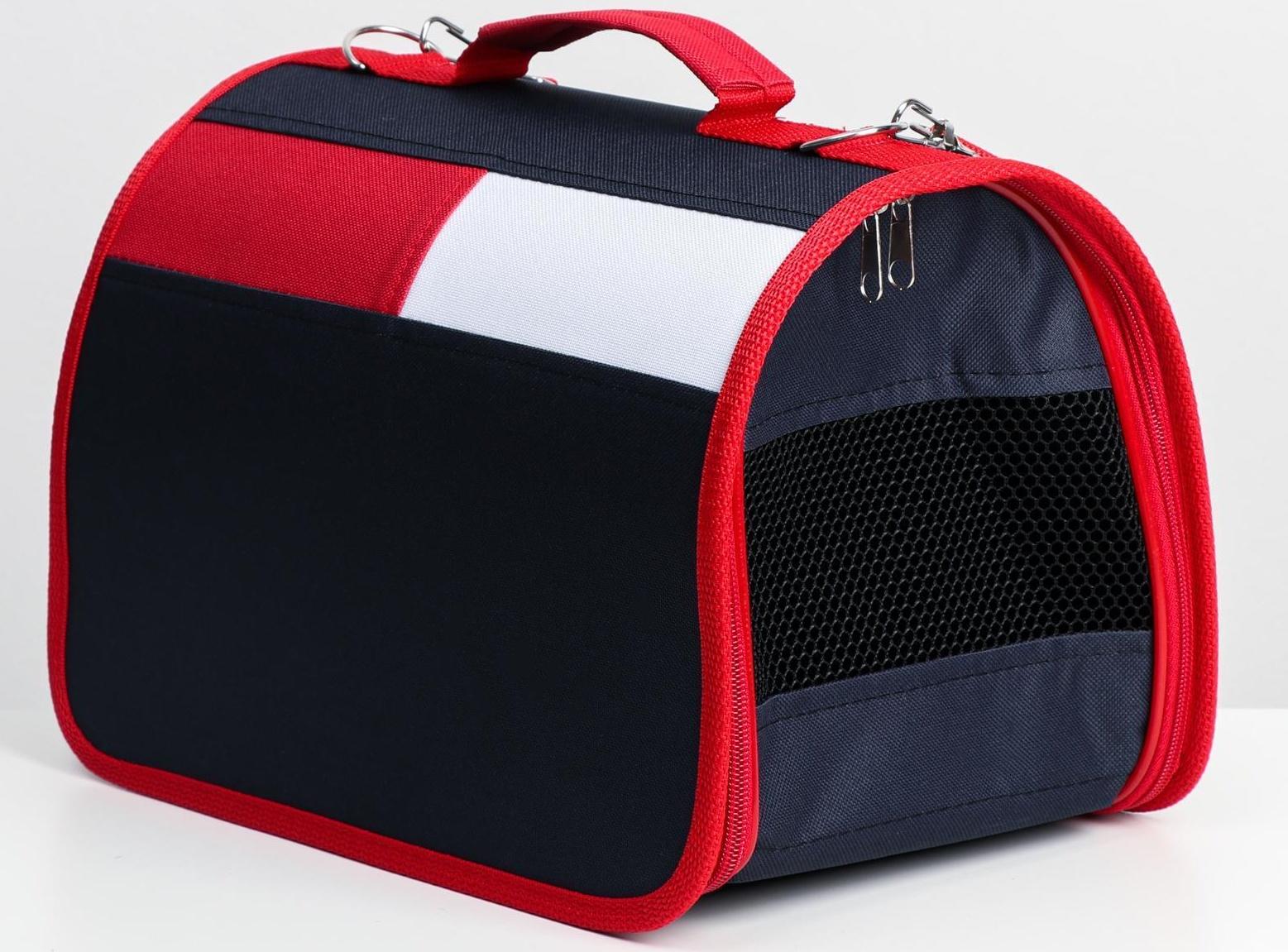 Сумка-переноска, каркасная, , 46 х 28,5 х 29 см, синий-красный