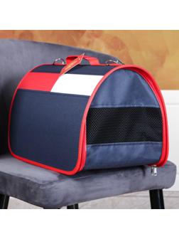 Сумка-переноска, каркасная, , 46 х 28,5 х 29 см, синий-красный