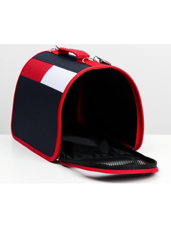 Сумка-переноска, каркасная, , 46 х 28,5 х 29 см, синий-красный