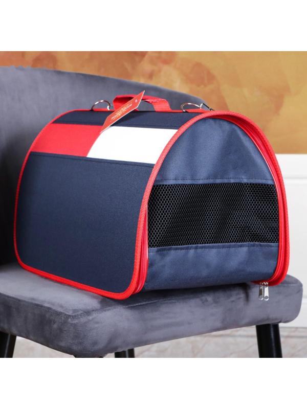 Сумка-переноска, каркасная, , 46 х 28,5 х 29 см, синий-красный