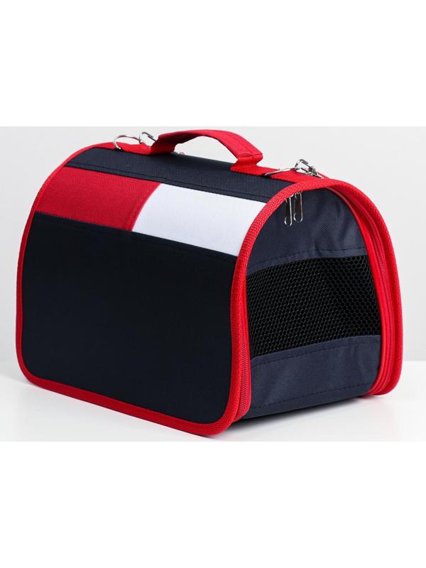 Сумка-переноска, каркасная, , 46 х 28,5 х 29 см, синий-красный