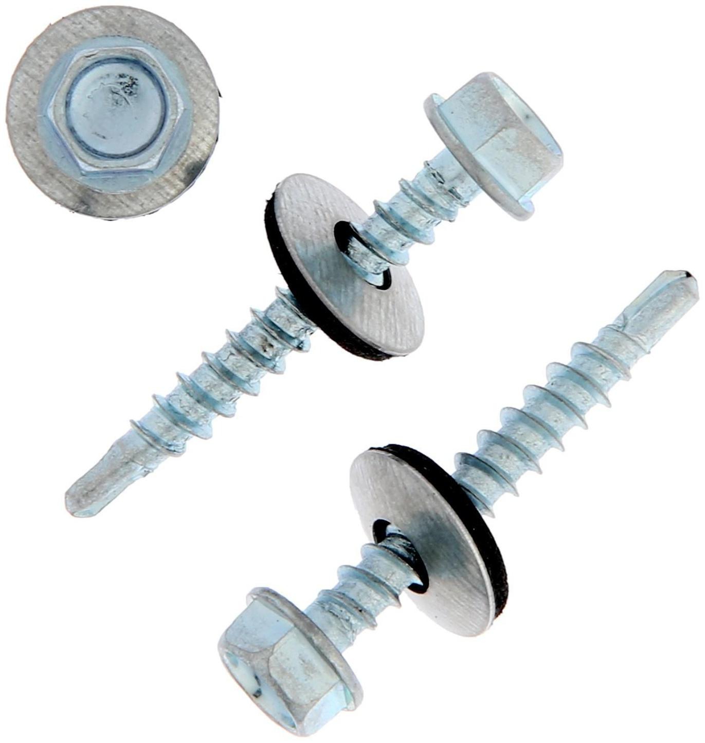 Саморезы кровельные ТУНДРА krep с буром 4.8x35 мм, цинк, 60 шт.