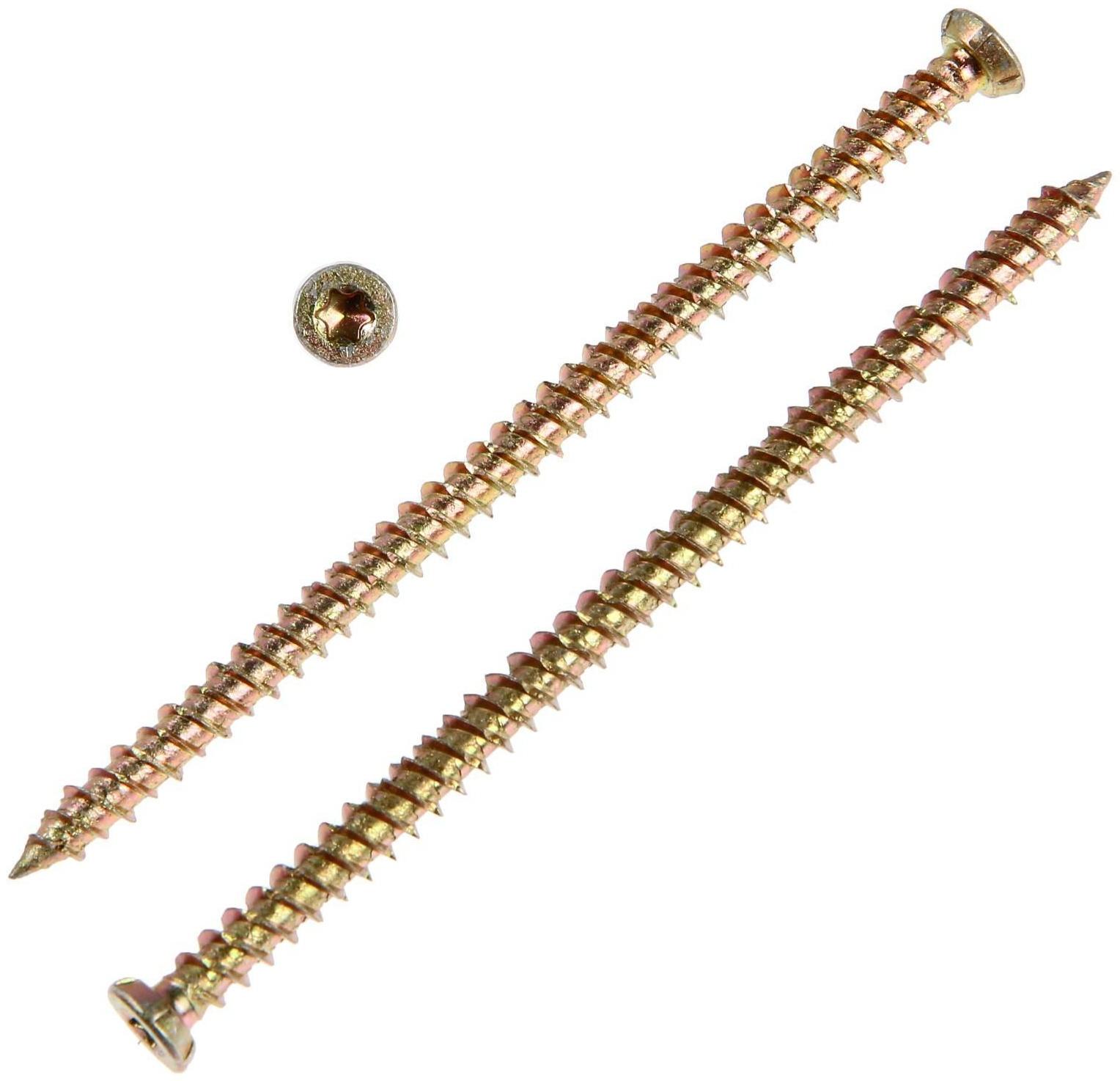 Шуруп по бетону ТУНДРА krep, 7.5x132 мм, желтый цинк, 20 шт.