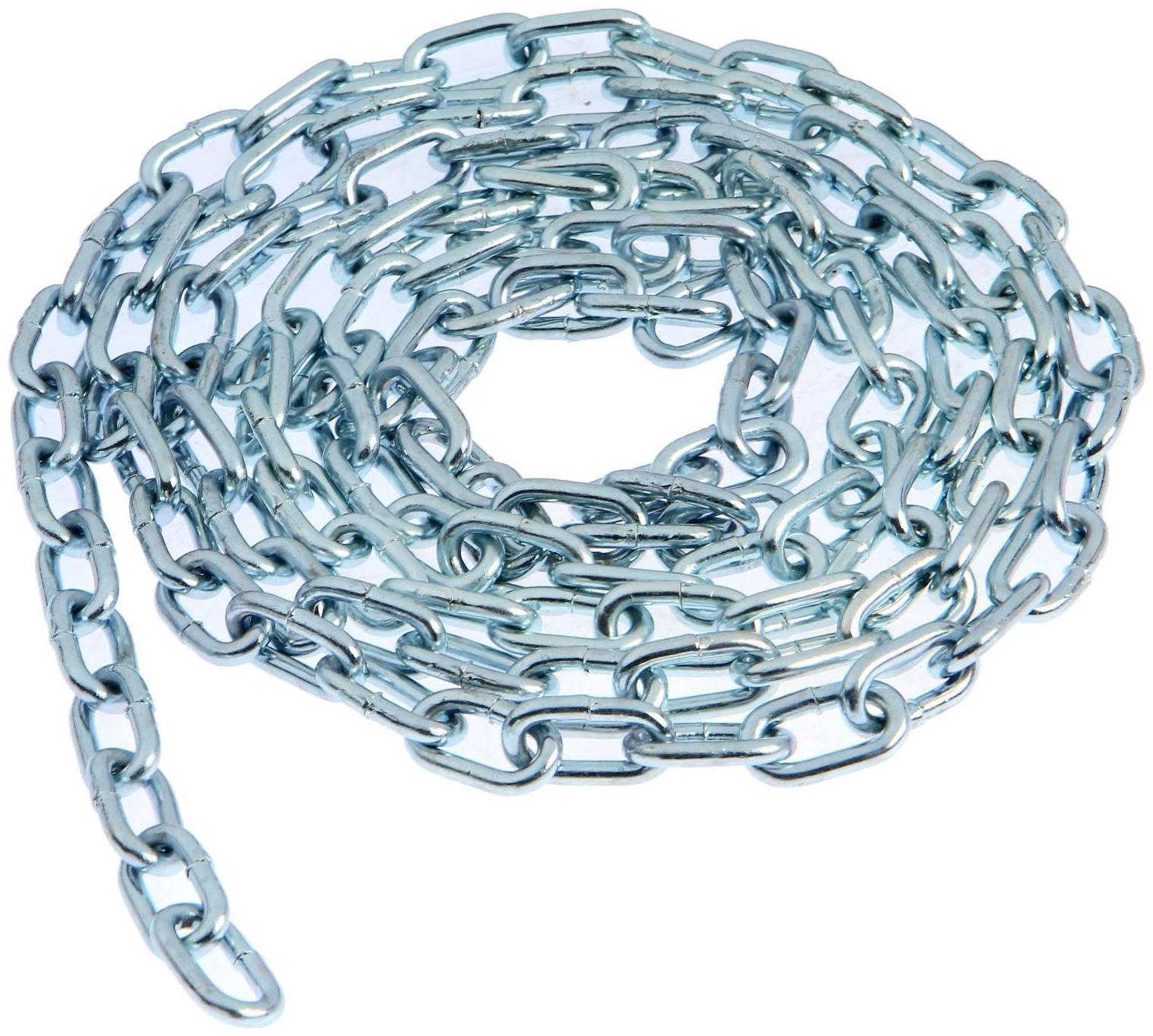 Цепь короткозвенная ТУНДРА krep DIN766, 5 мм, цинк, 3 м