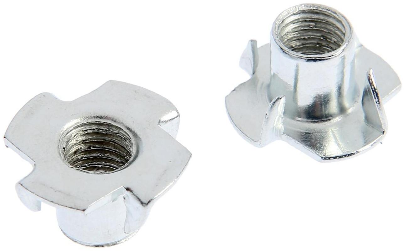 Гайка мебельная ТУНДРА krep забивная М8, цинк, 6 шт.