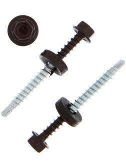 Саморезы кровельные ТУНДРА krep с буром 4.8x50 мм, темно-коричневый 1 кг