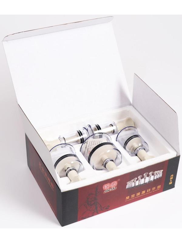 Банки акупункционного действия для вакуумного массажа с вентилем, набор 5 шт.