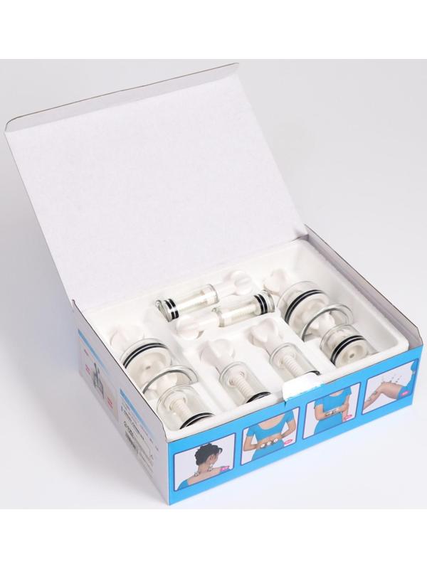 Банки акупункционного действия для вакуумного массажа с вентилем, набор 8 шт.