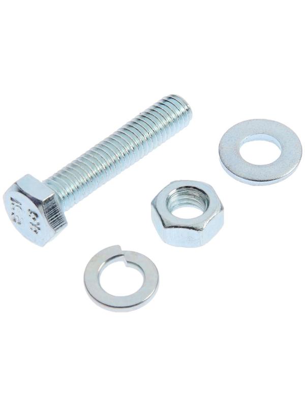 Болты ТУНДРА krep DIN933 М6x30 с гайкой и шайбой, цинк, 6 шт.