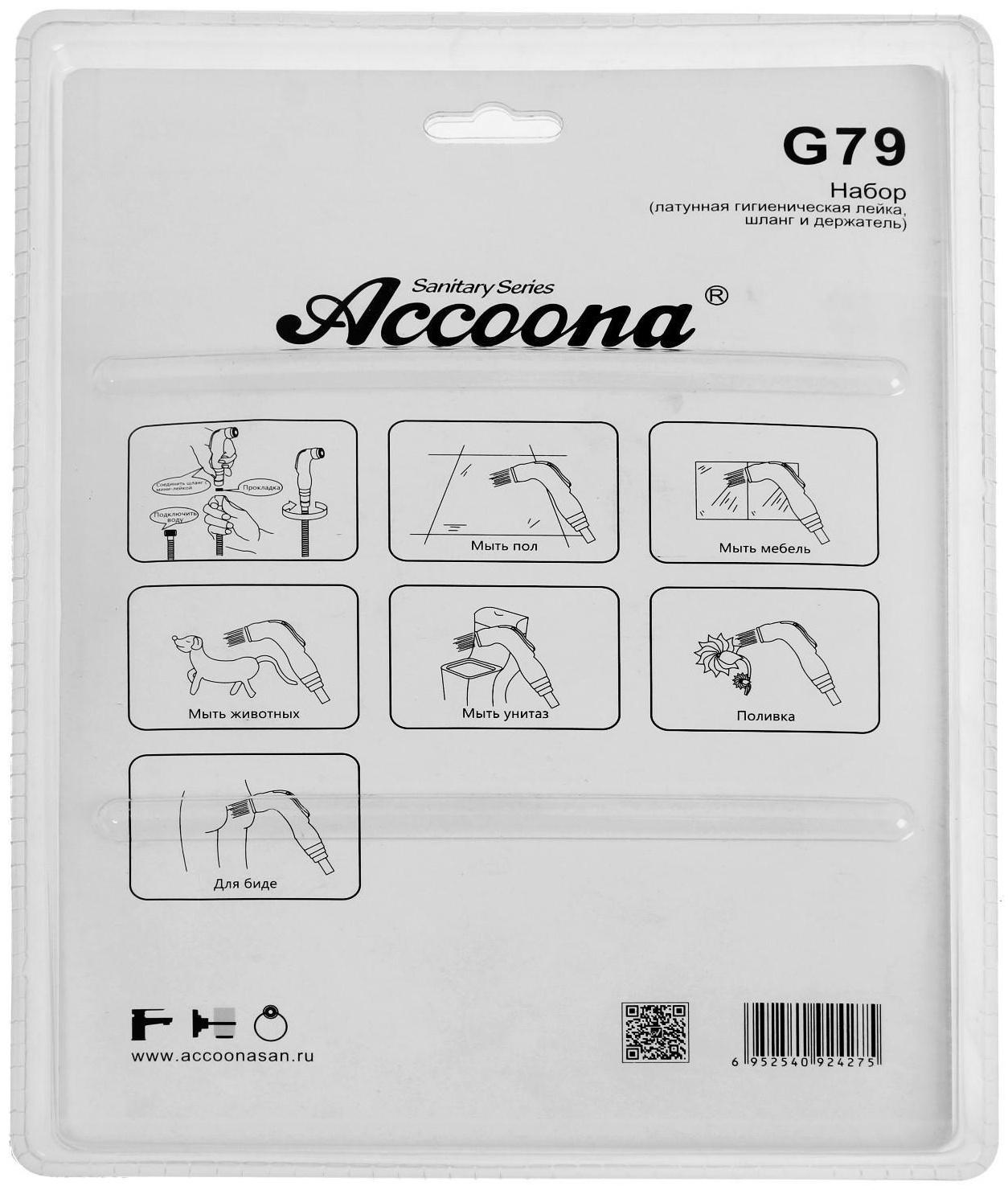 Набор для гигиенического душа (лейка, шланг и держатель) Accoona G79