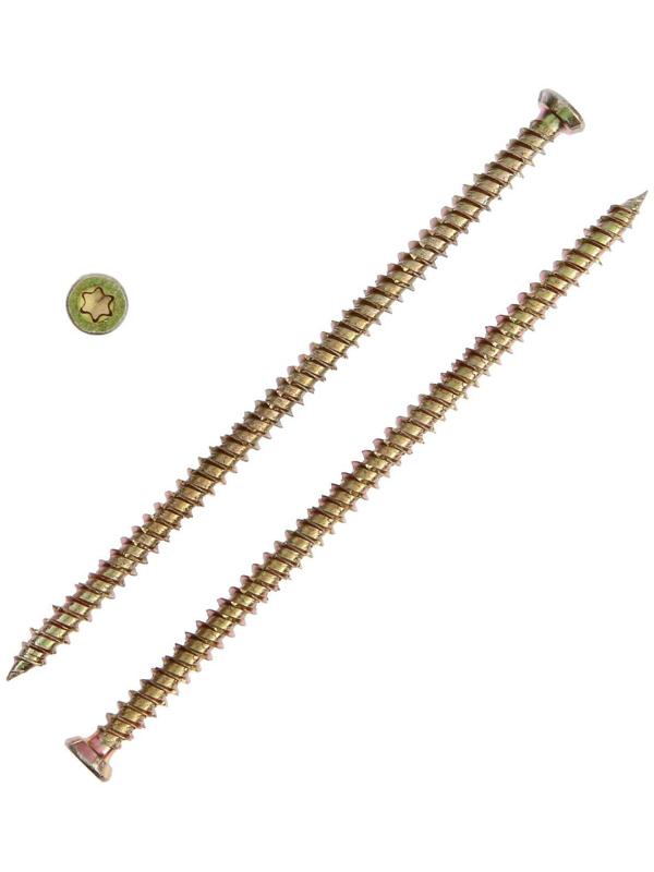 Шуруп по бетону ТУНДРА krep, 7.5x152 мм, желтый цинк, 20 шт.