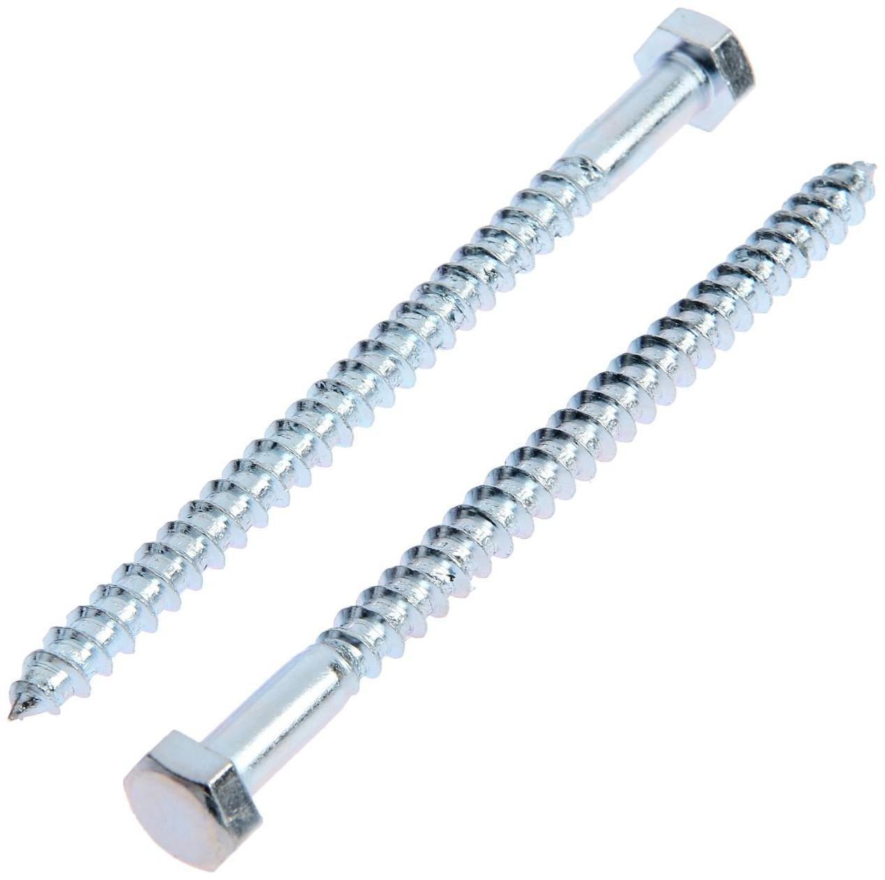 Болт сантехнический ТУНДРА krep DIN571 8x120 мм, цинк, 2 шт.