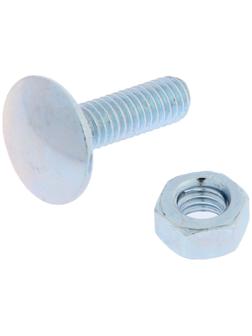 Болт мебельный ТУНДРА krep DIN603 6x20 с гайкой, цинк, 10 шт.