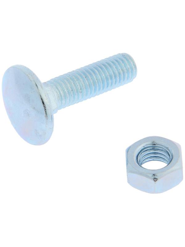 Болт мебельный ТУНДРА krep DIN603 8x30 с гайкой, цинк, 6 шт.