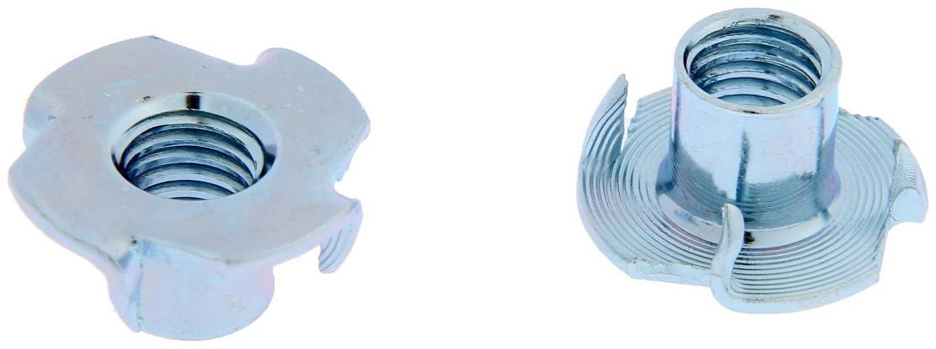 Гайка мебельная ТУНДРА krep забивная М10, цинк, 4 шт.