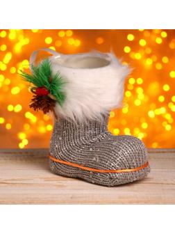 Конфетница «Сапожок», с еловой веткой, цвета МИКС