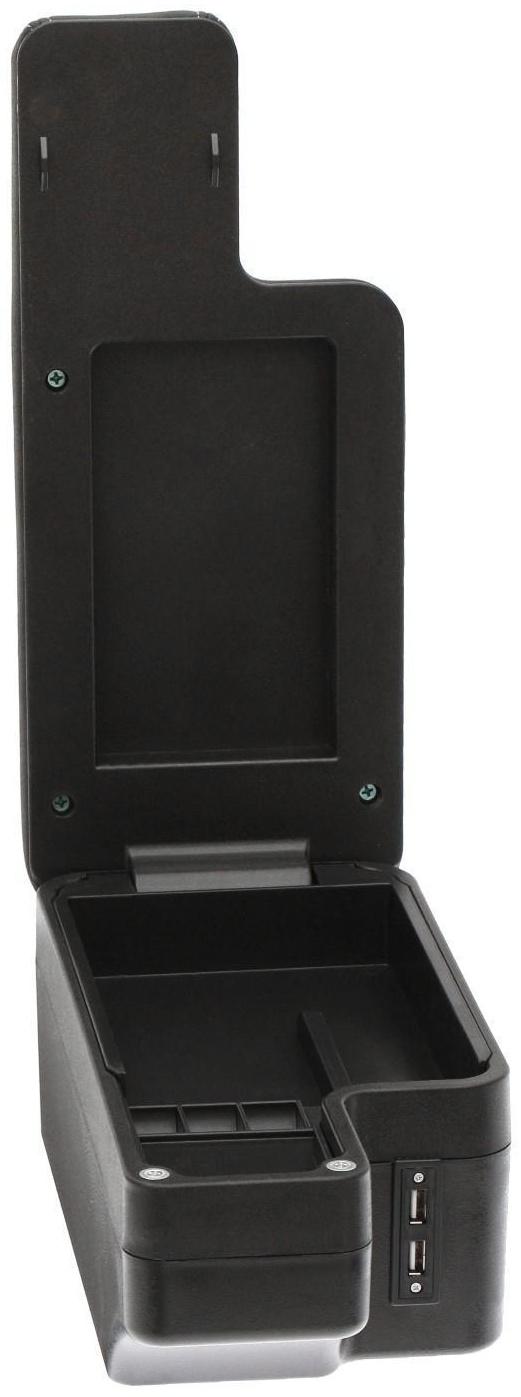 Подлокотник универсальный, 5 USB, провод USB 1 м, кожа PU, черный