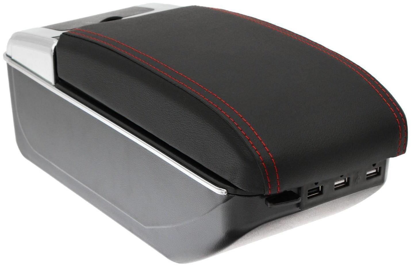 Подлокотник универсальный, 7 USB, провод USB 1 м, кожа PU, черный