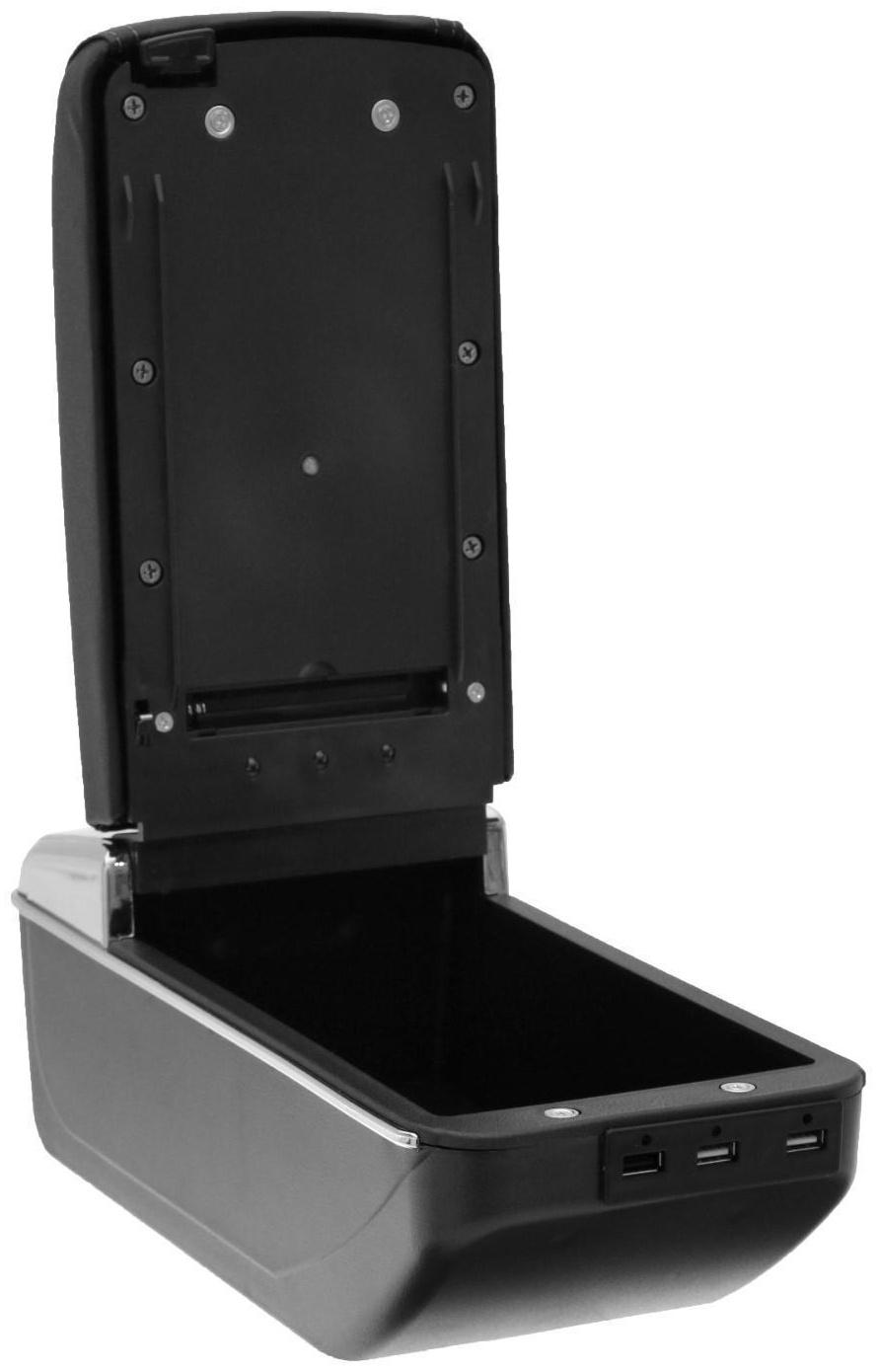 Подлокотник универсальный, 7 USB, провод USB 1 м, кожа PU, черный