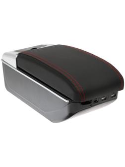 Подлокотник универсальный, 7 USB, провод USB 1 м, кожа PU, черный