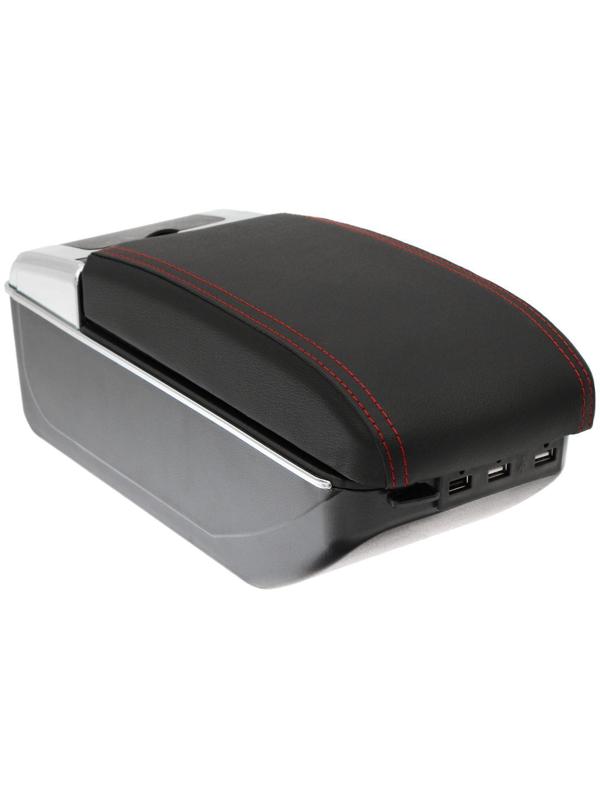 Подлокотник универсальный, 7 USB, провод USB 1 м, кожа PU, черный