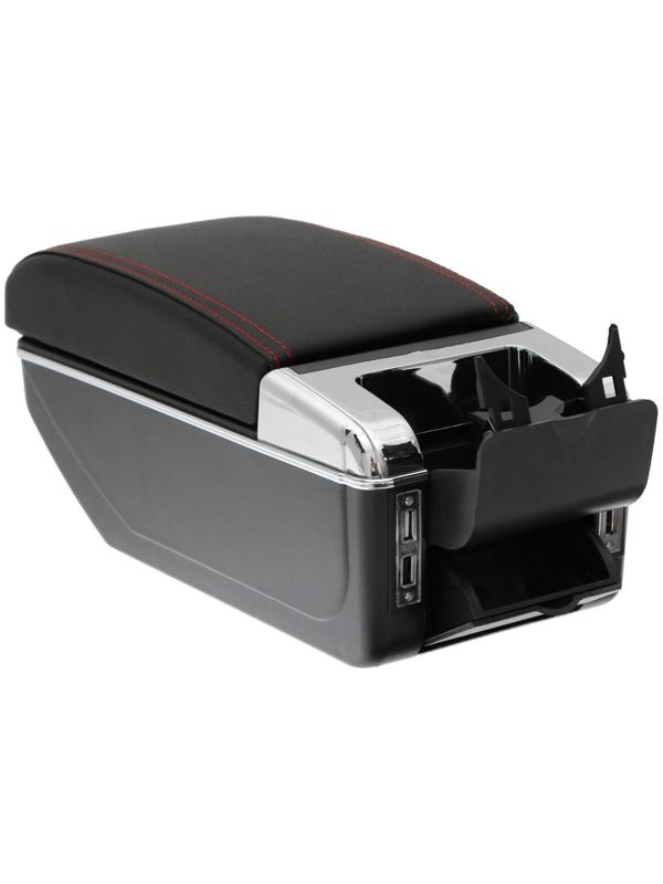 Подлокотник универсальный, 7 USB, провод USB 1 м, кожа PU, черный