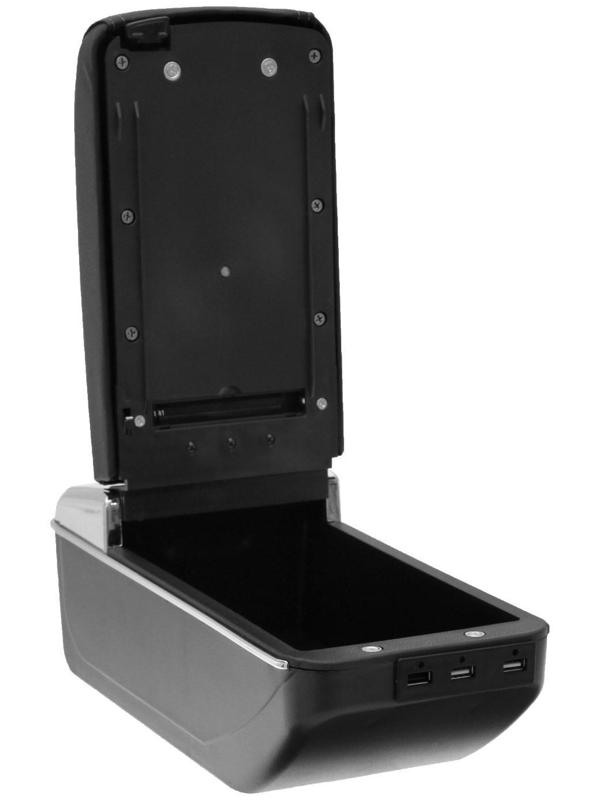 Подлокотник универсальный, 7 USB, провод USB 1 м, кожа PU, черный