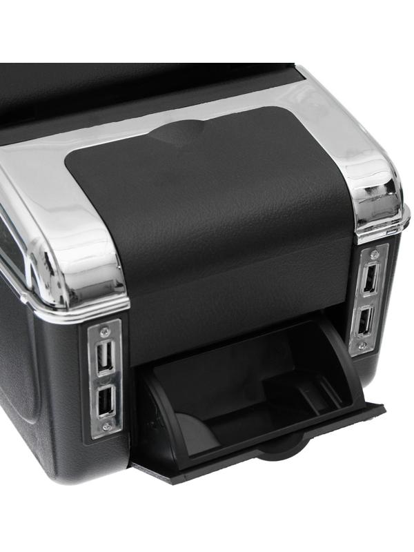 Подлокотник универсальный, 7 USB, провод USB 1 м, кожа PU, черный