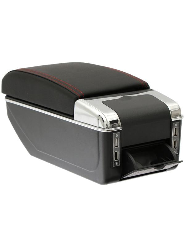 Подлокотник универсальный, 7 USB, провод USB 1 м, кожа PU, черный