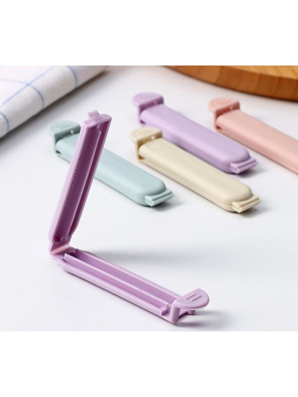 Набор зажимов для пакетов «Базис», 5 шт, 7 см, цвет МИКС