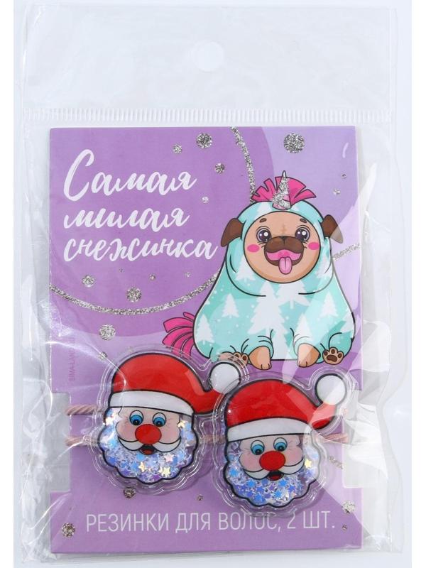 Резинки для волос с блёстками «Снежинка», набор 2 шт., d = 4 см.