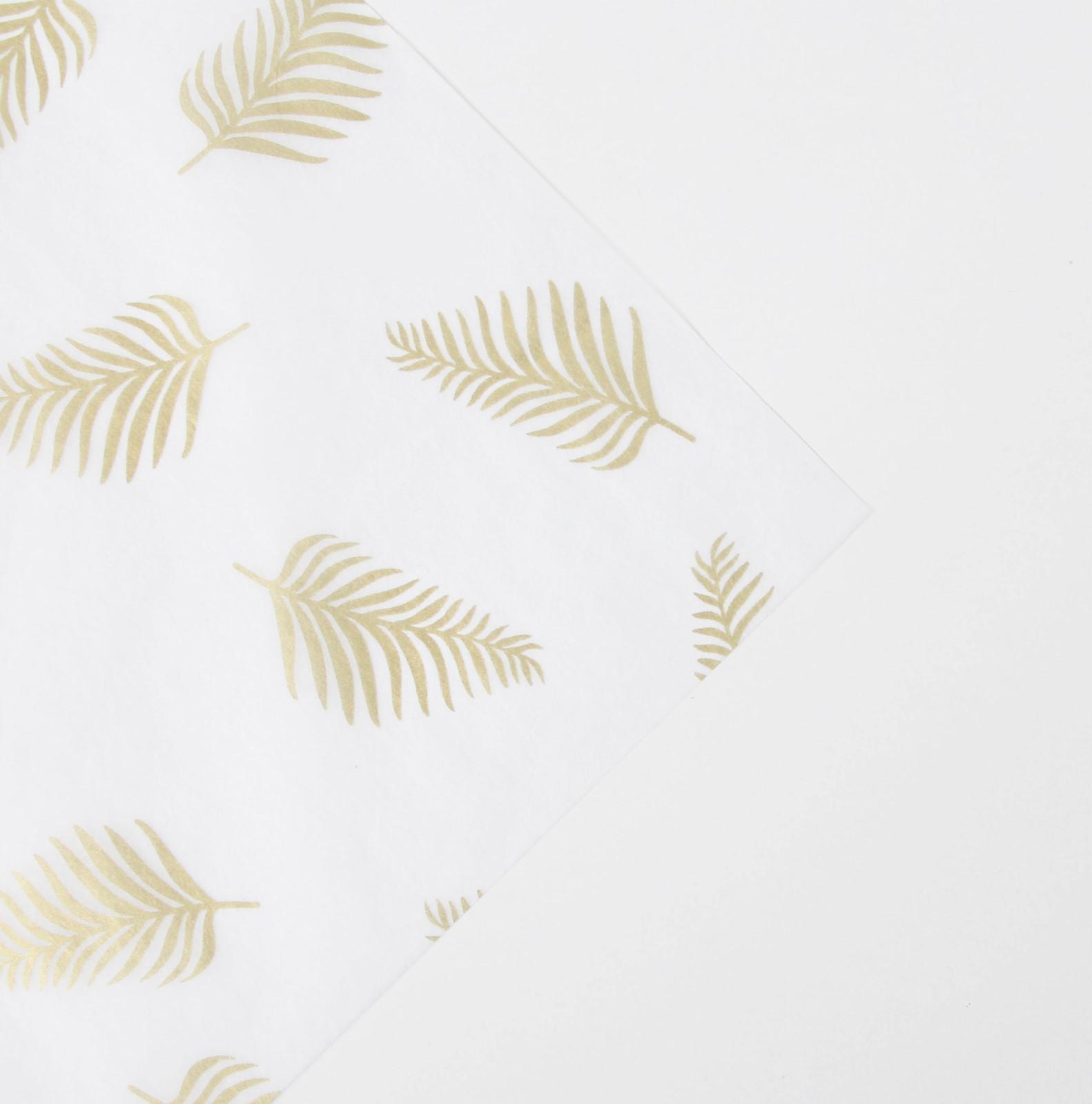 Бумага упаковочная тишью «Листья, золото», 50 × 70 см