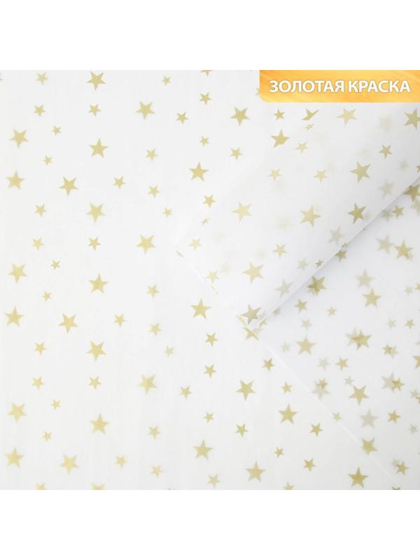 Бумага упаковочная тишью «Звезды, золото», 50 × 70 см
