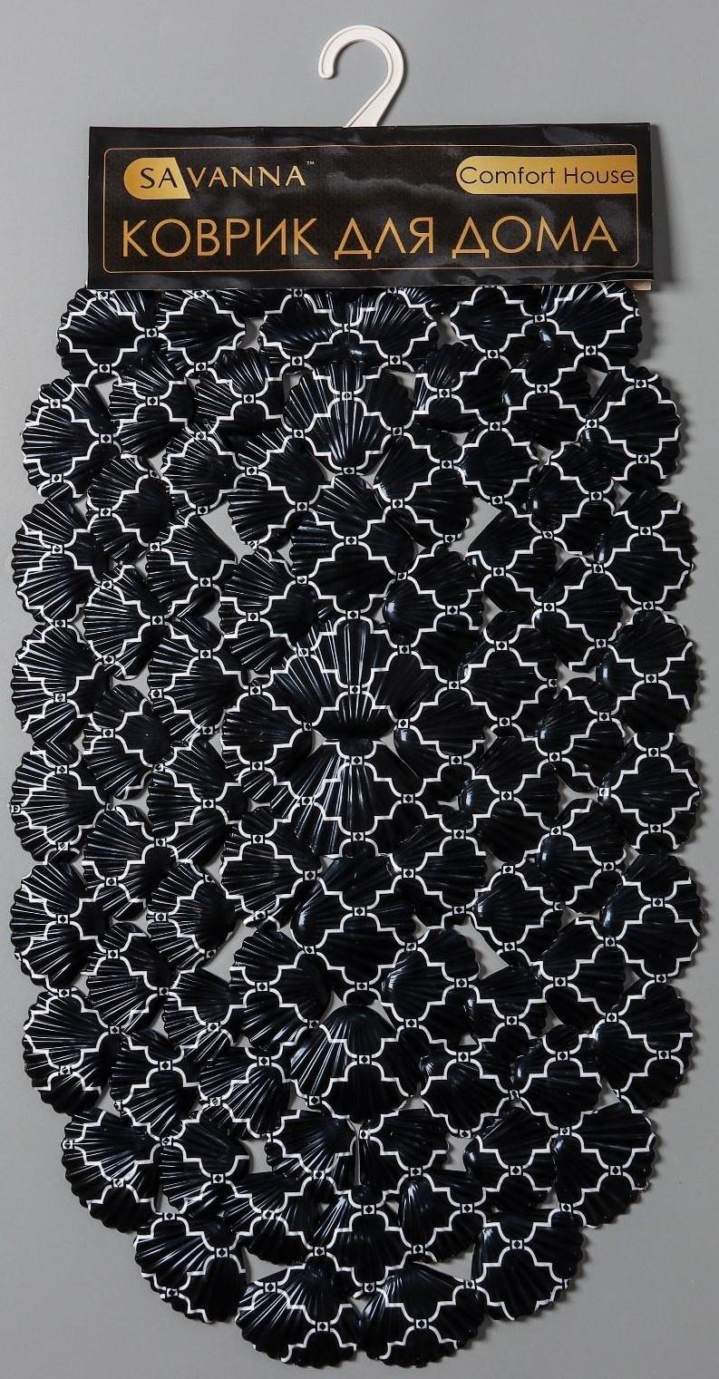 SPA-коврик для ванны на присосках SAVANNA «Марокко», 37×68 см, цвет чёрный