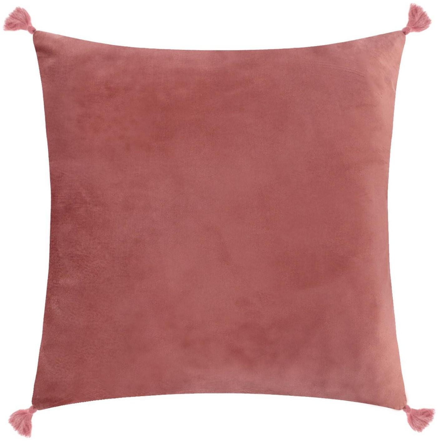 Чехол на подушку с кисточками Этель цвет пыльная роза, 45х45 см, 100% п/э, велюр